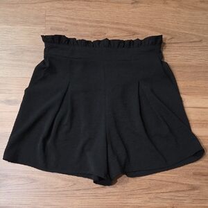 Love High-Waist Black Paperbag Shorts